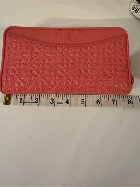 Tory Burch Quilted Pink Coral Zip Around Wallet